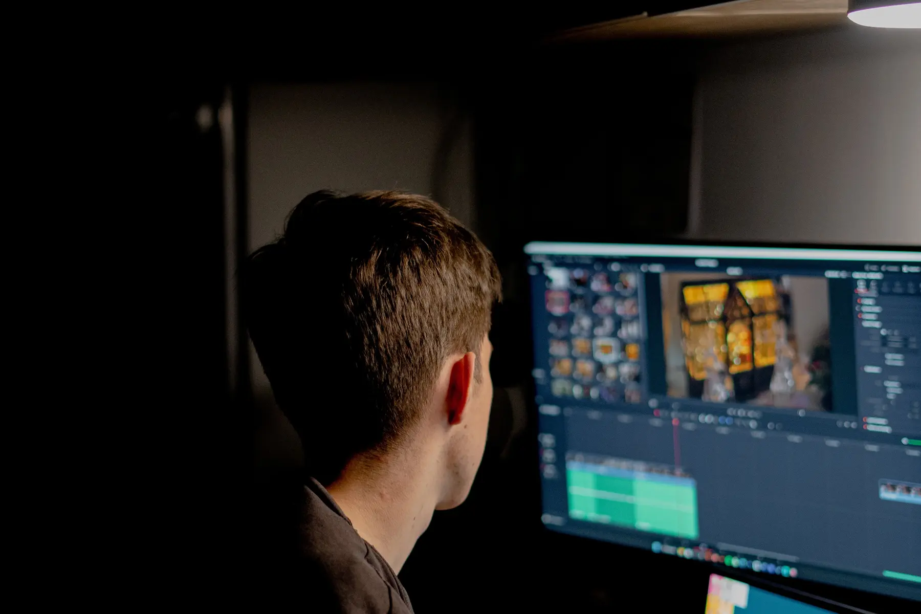 Video editor working through a Brito Media post-production timeline